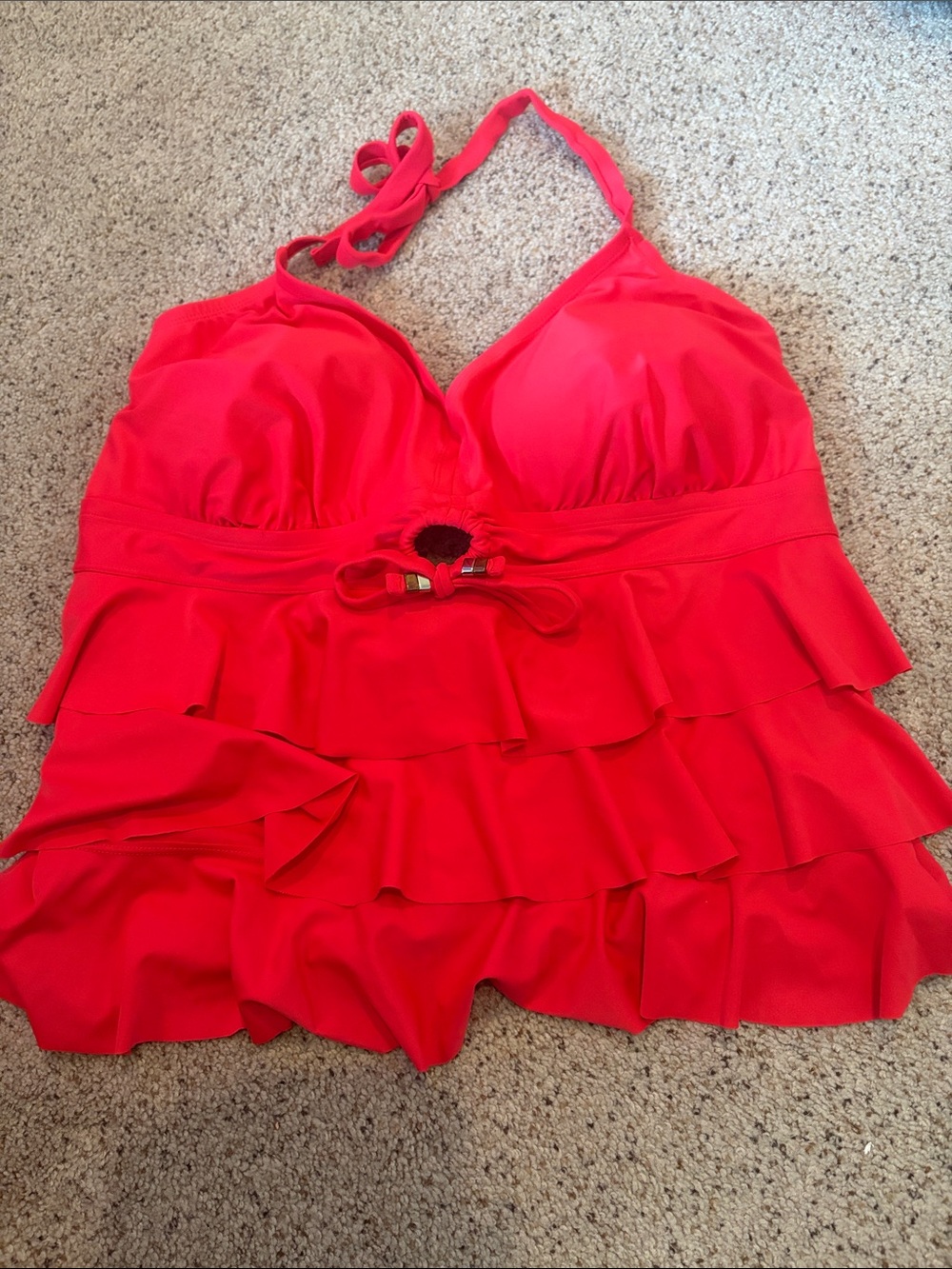 Catalina Red Ruffle Halter Swim Camisole